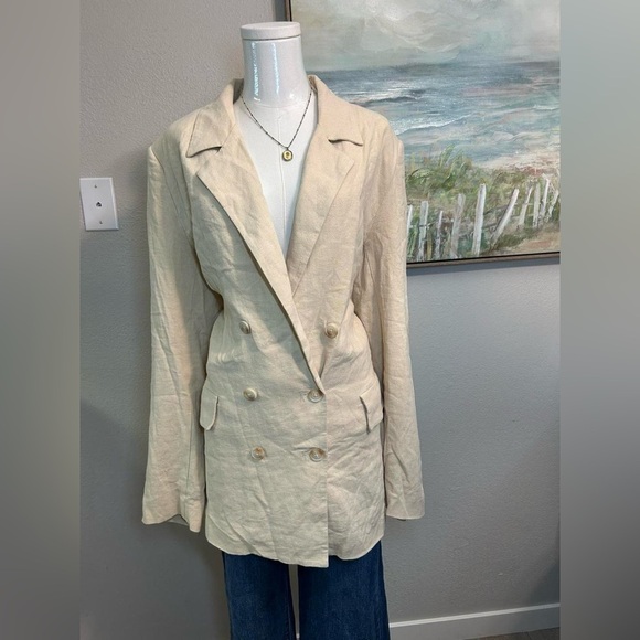 Free People Olivia Blazer Jacket in Sand/Cream Size L - Picture 6 of 9
